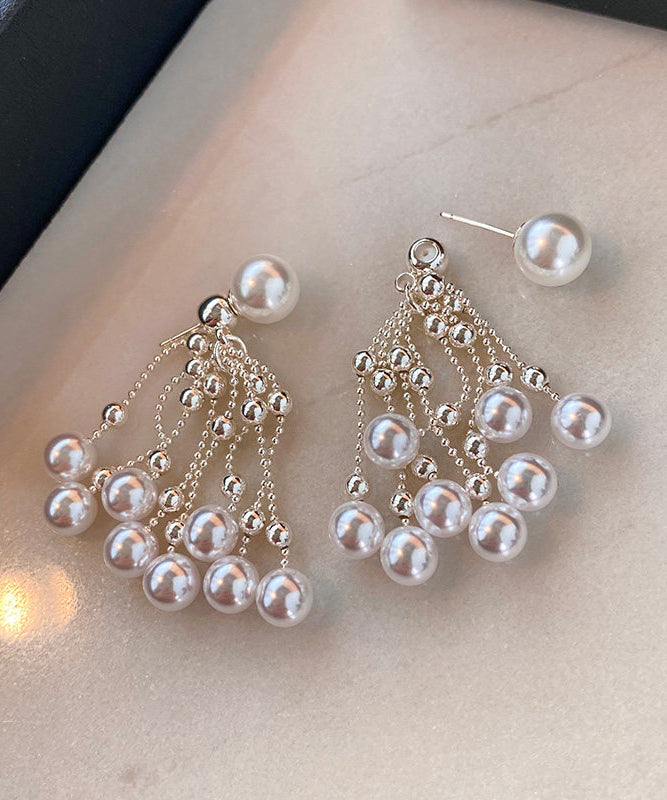 Stylish White Fireworks Pearl Alloy Drop Earrings