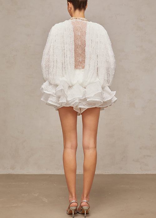 Stylish White Original Design Lace Mini Dress Spring