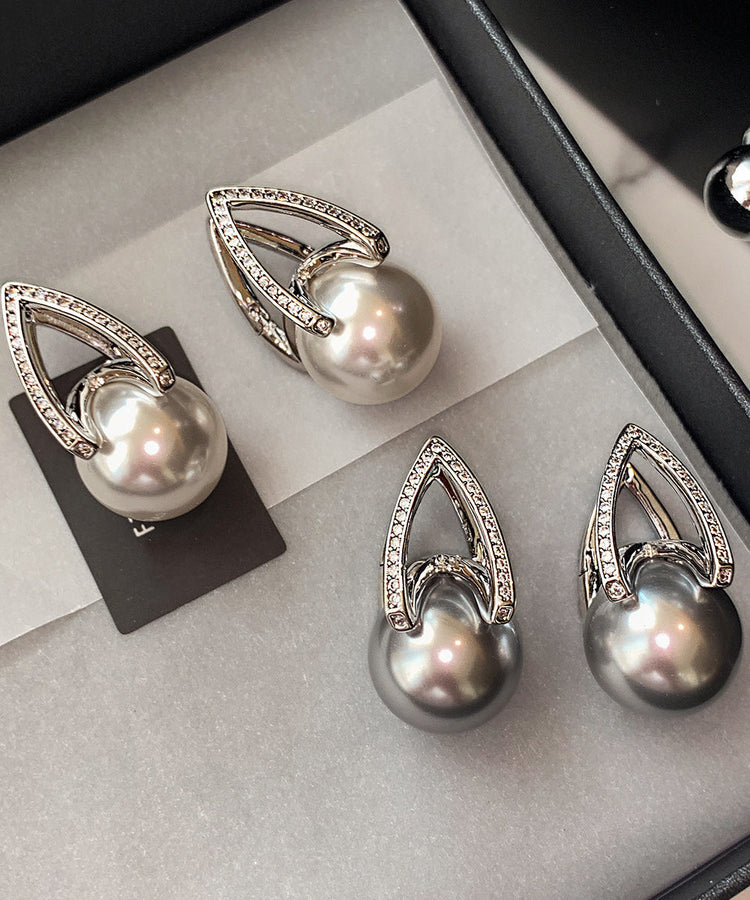 Stylish White Pearl High Quality Zircon Drop Earrings - Omychic