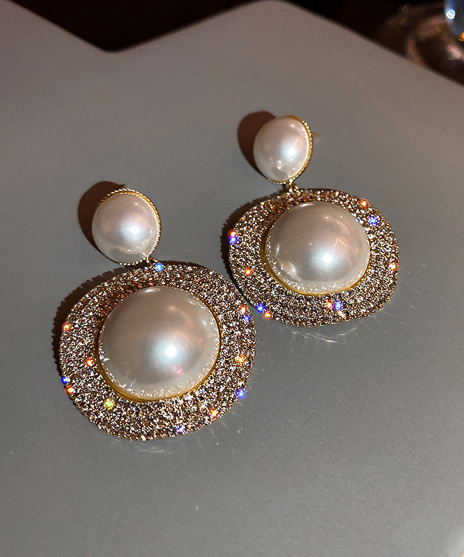 Stylish White Pearl Zircon Exaggeration Alloy Drop Earrings
