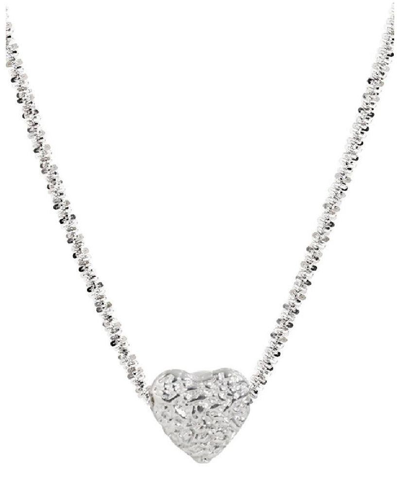 Stylish White Sterling Silver Chain Love Pendant Necklace