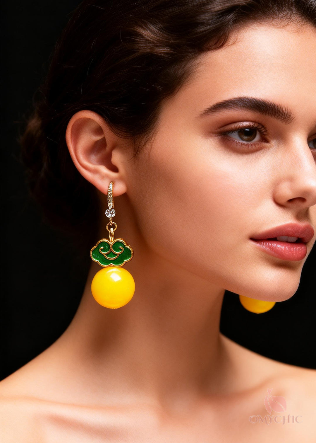 Stylish Yellow Beeswax 925 Silver Drop Earring