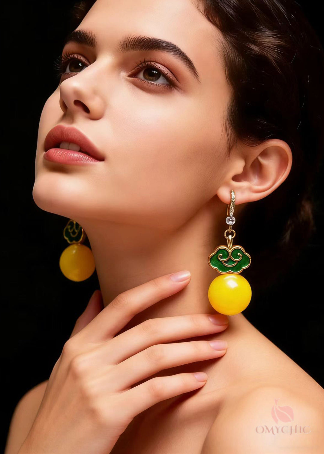 Stylish Yellow Beeswax 925 Silver Drop Earring