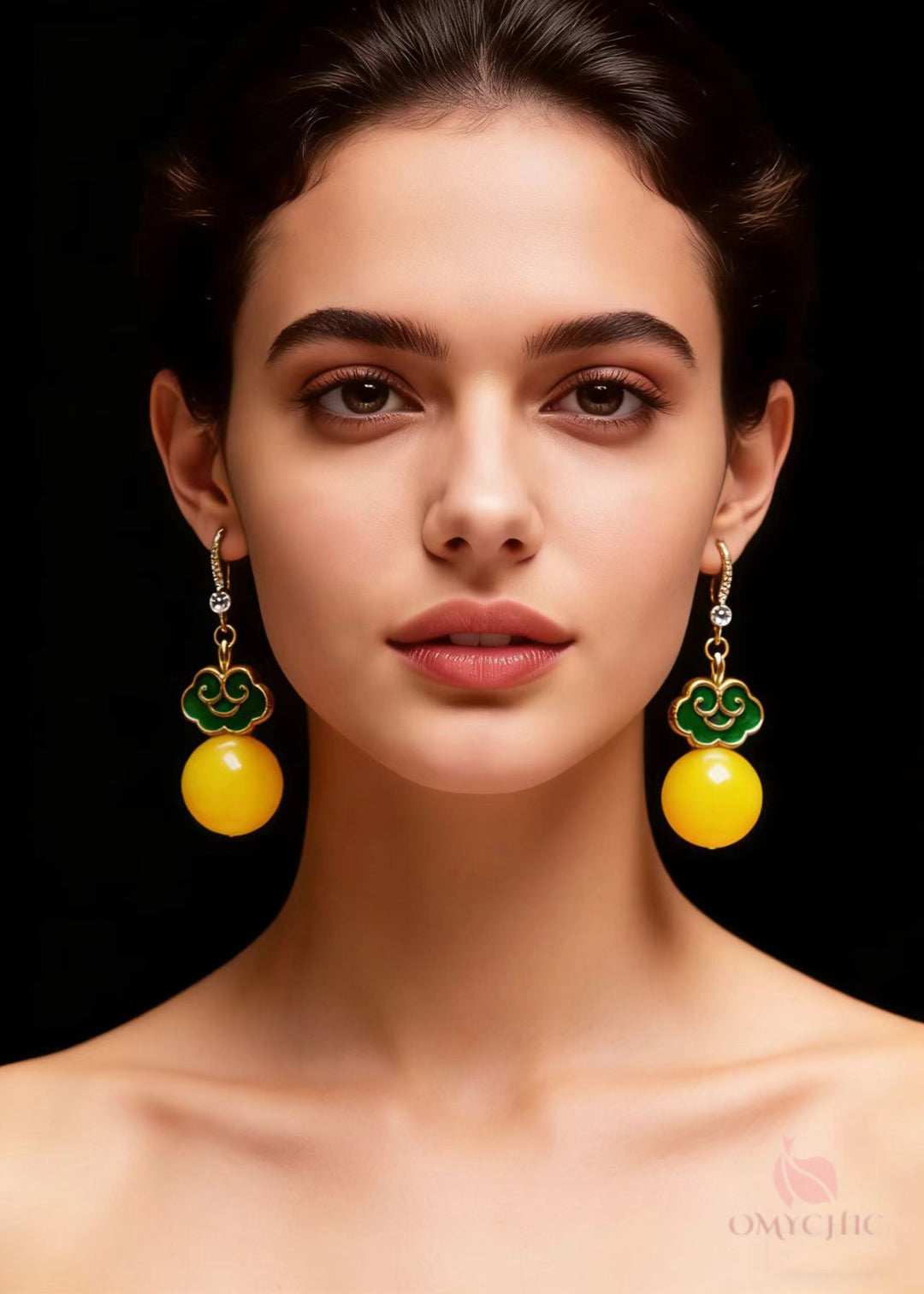 Stylish Yellow Beeswax 925 Silver Drop Earring