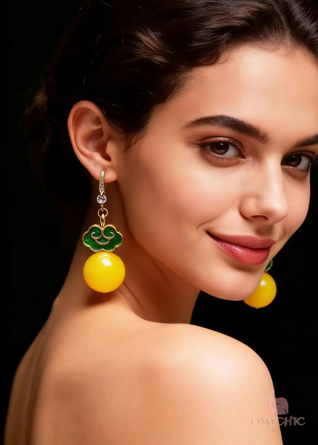 Stylish Yellow Beeswax 925 Silver Drop Earring