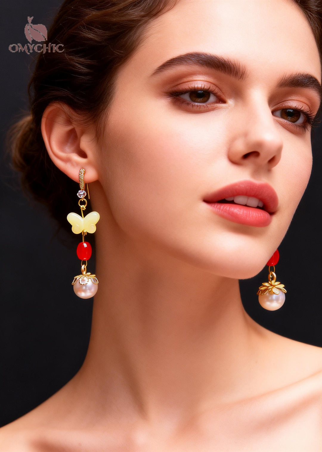 Stylish Yellow Butterfly Beeswax Fine Pearl Zircon Drop Earrings