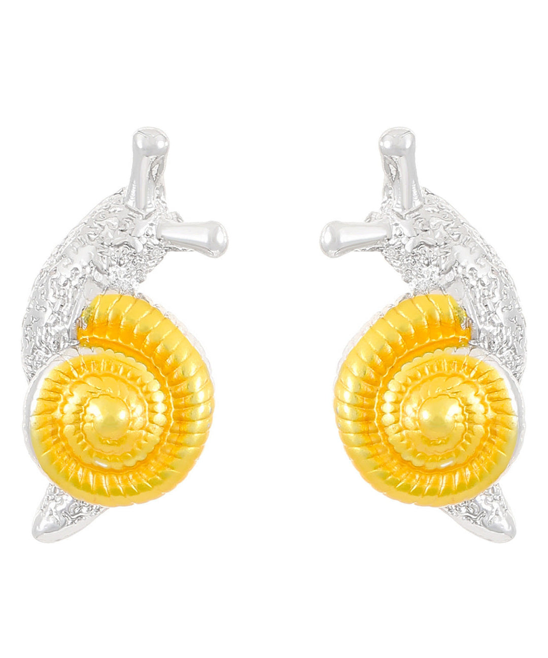 Stylish Yellow Sterling Silver Snail Stud Earrings