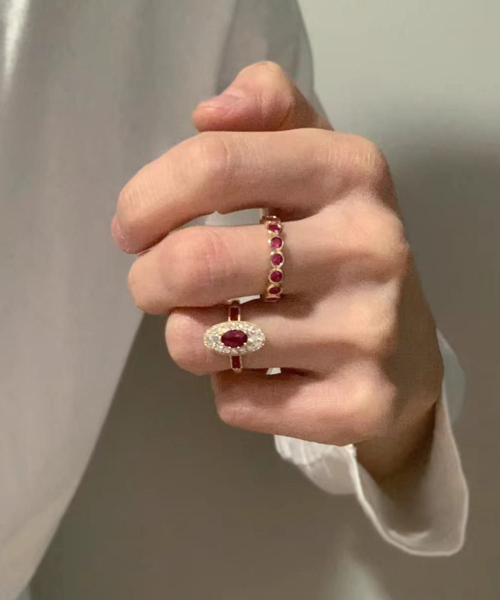 Stylish Zircon Alloy Oval Imitation Ruby Rings