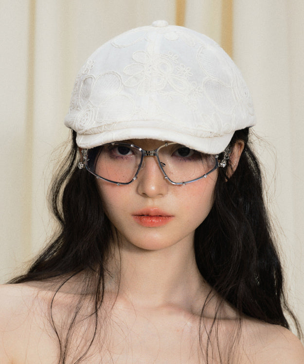 Summer Beige Thin Breathable Embroidered Breton Hat