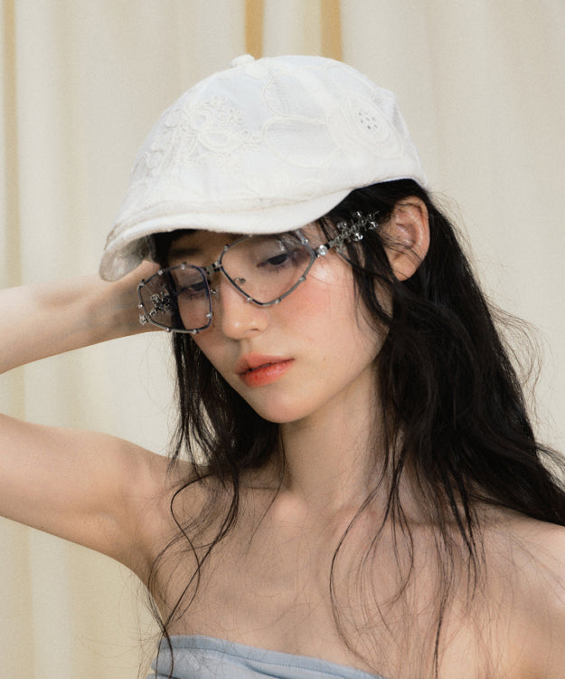Summer Beige Thin Breathable Embroidered Breton Hat
