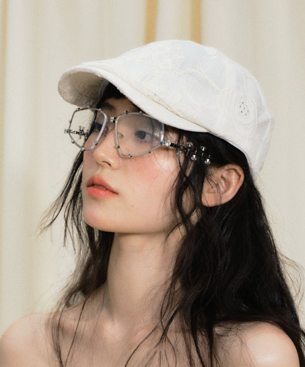 Summer Beige Thin Breathable Embroidered Breton Hat
