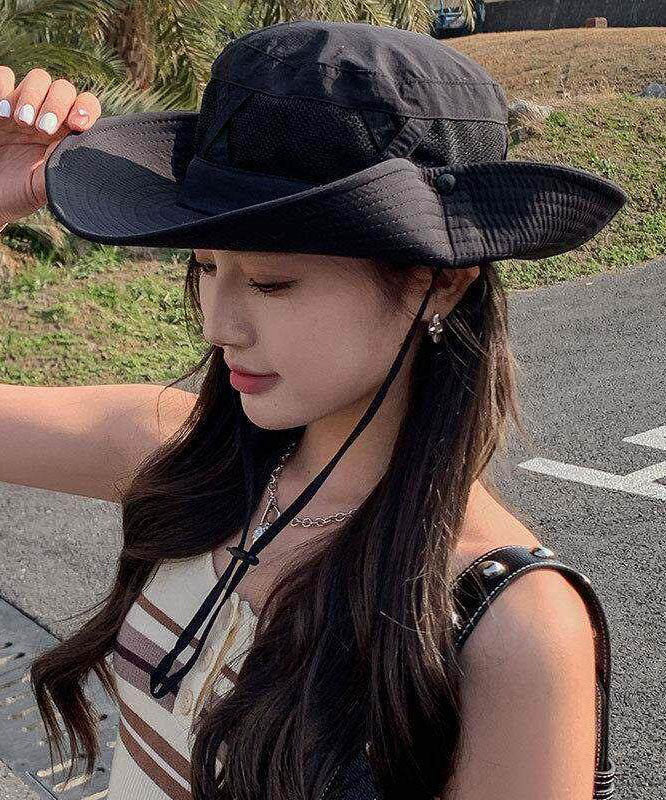 Summer Black Big Brimmed Outdoor Bucket Hat