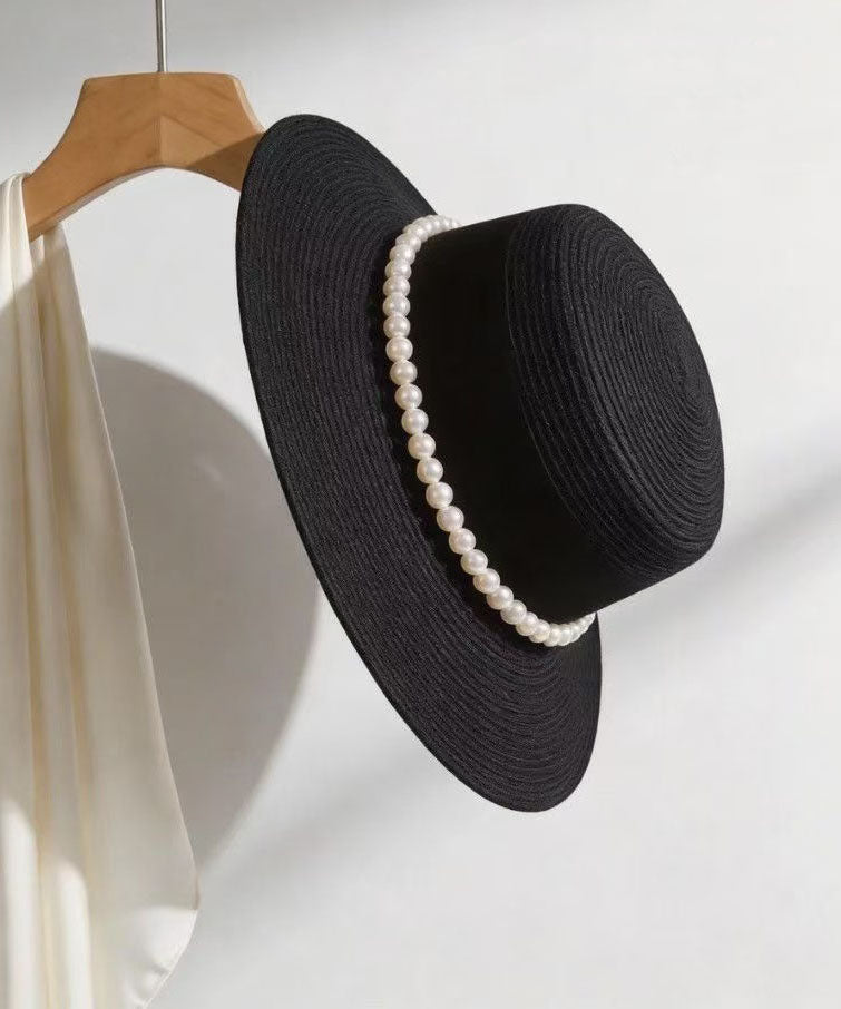 Summer Elegant Black Pearl Holiday Cloche Hat