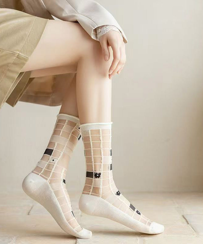 Summer Jacquard Mesh Thin Breathable Mid Calf Socks