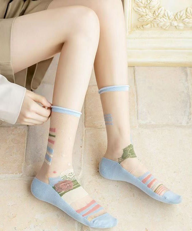 Summer Jacquard Mesh Thin Breathable Mid Calf Socks