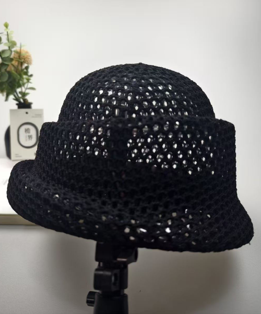 Summer New Khaki Hollow Breathable Design Bucket Hat