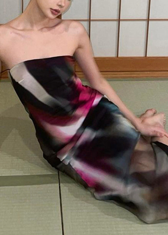 Summer Sexy Alim Fit Strapless Printed High Waisted Dress