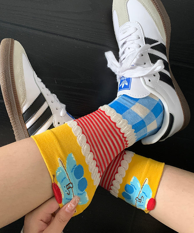 Summer Thin Cute Cartoon Jacquard Mid Calf Socks