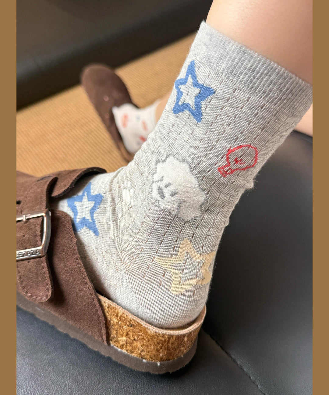 Summer Thin Jacquard Mid Calf Socks Made Of Cotton