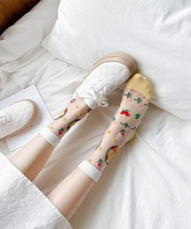 Summer Thin Japanese Cartoon Transparent Mid Calf Socks