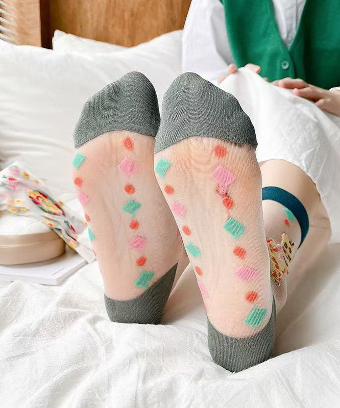 Summer Thin Japanese Cartoon Transparent Mid Calf Socks