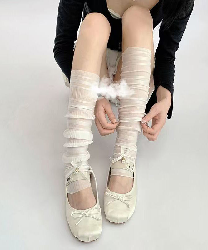 Summer Thin White Bow Versatile Calf Socks