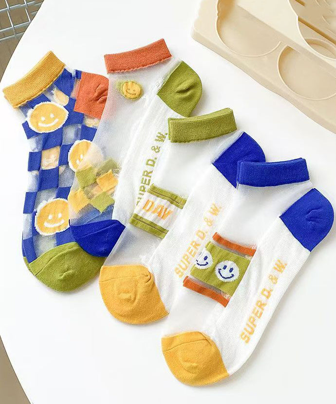 Summer Ultra-Thin Jacquard Sheer Mesh Ankle Socks