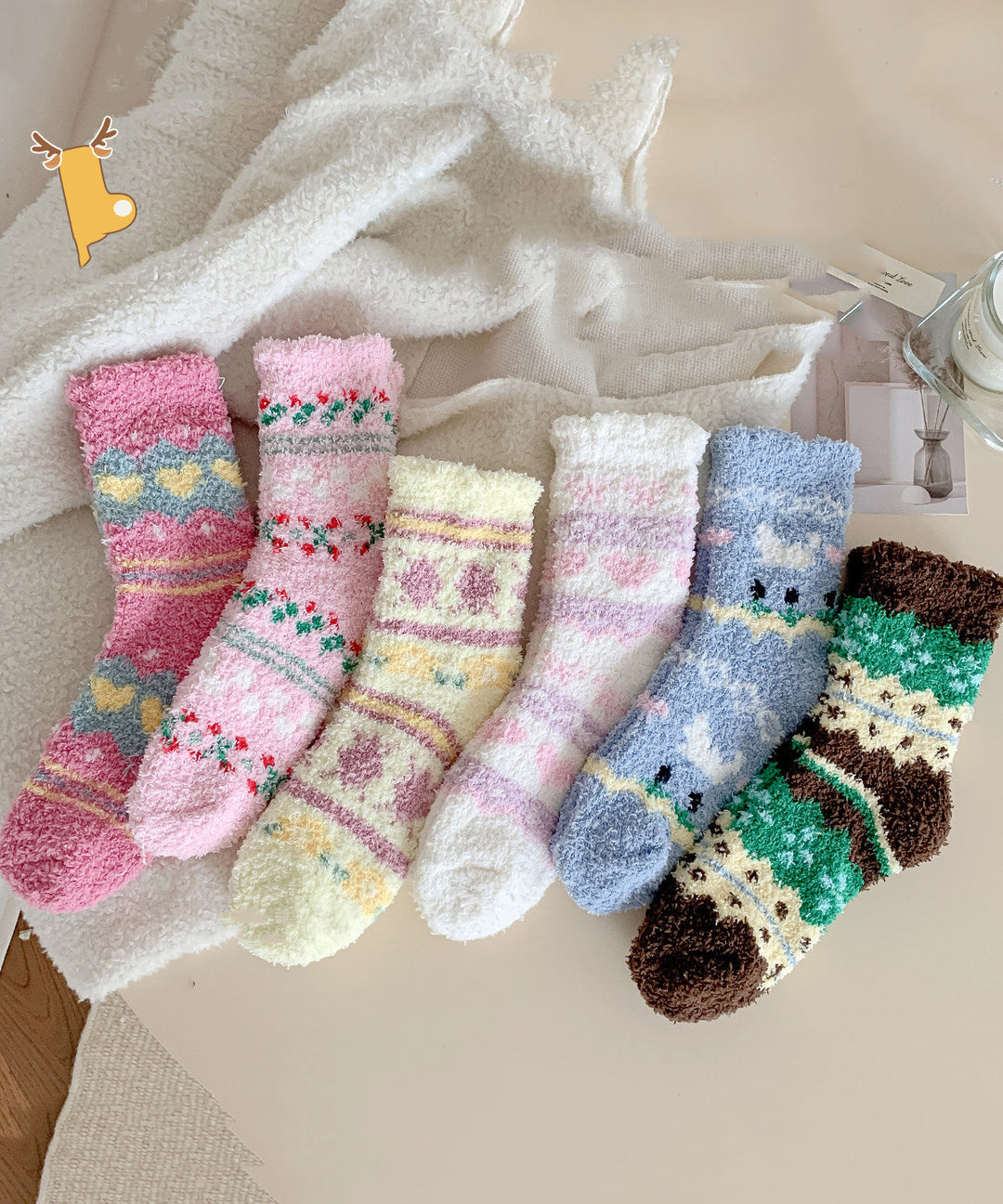 Thick And Warm Coral Fleece Mid Tube Socks For Autumn And Winter