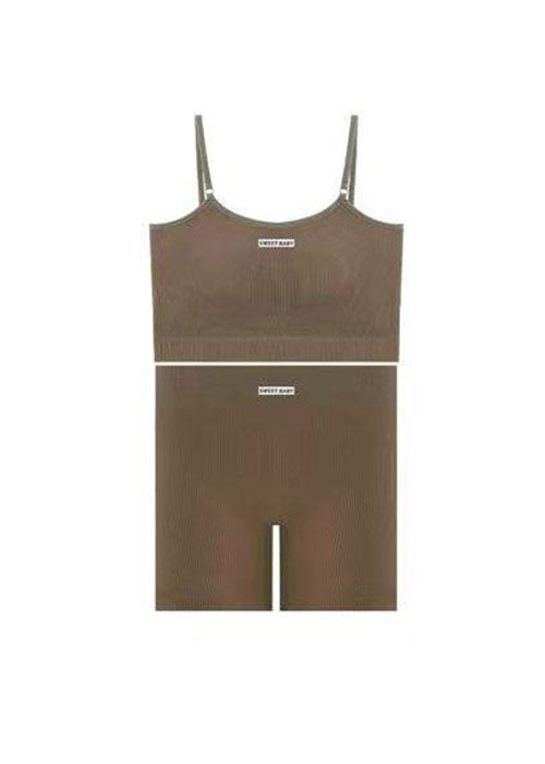 Trendy Sexy Rose Sports Bra Tank Top Shorts Set