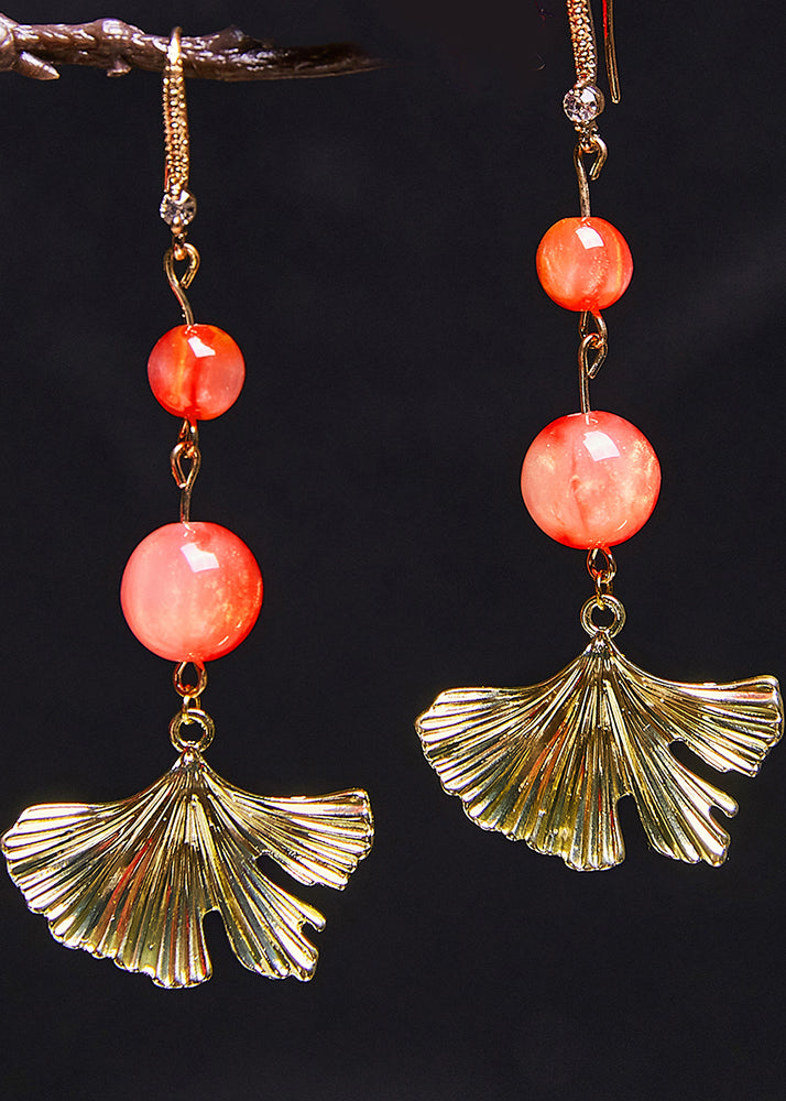 Unique 14K Gold Fan-shaped Drop Earrings 2025 new style - Omychic