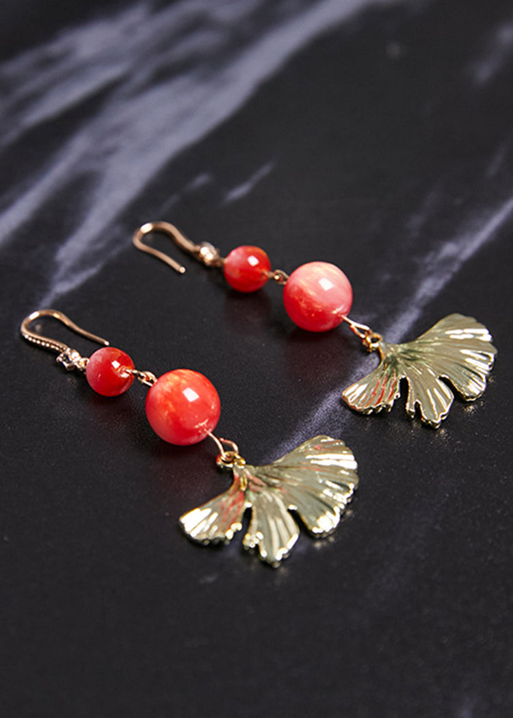 Unique 14K Gold Fan-shaped Drop Earrings 2025 new style - Omychic