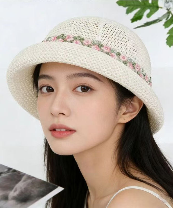 Unique Beige Breathable Mesh Floral Beret Hat