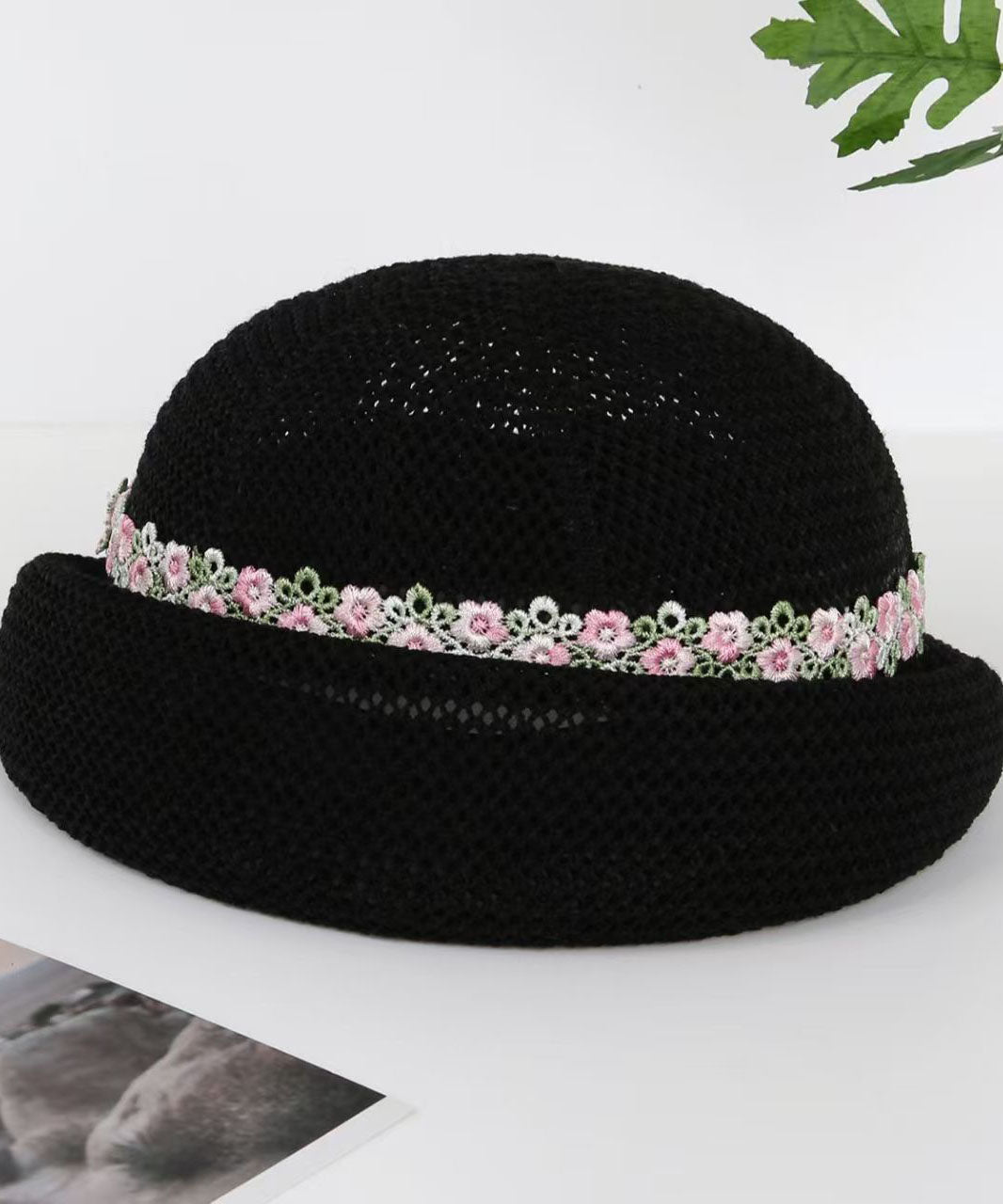 Unique Beige Breathable Mesh Floral Beret Hat