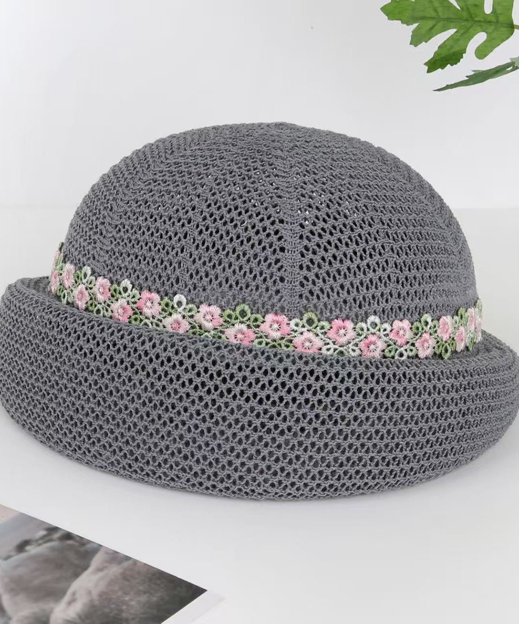 Unique Beige Breathable Mesh Floral Beret Hat