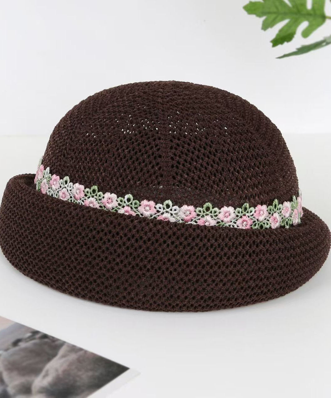 Unique Beige Breathable Mesh Floral Beret Hat