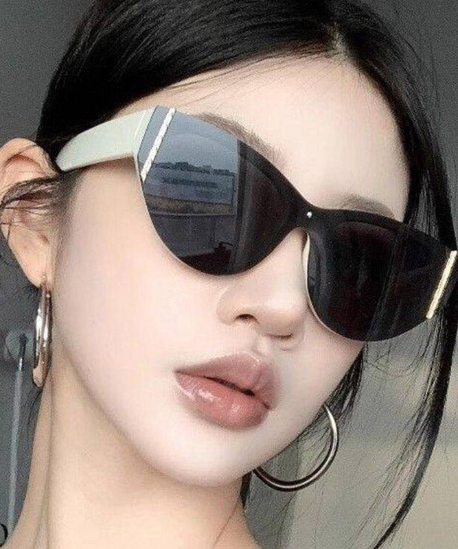 Unique Beige Resin UV Protection Cat Eye Sunglasses
