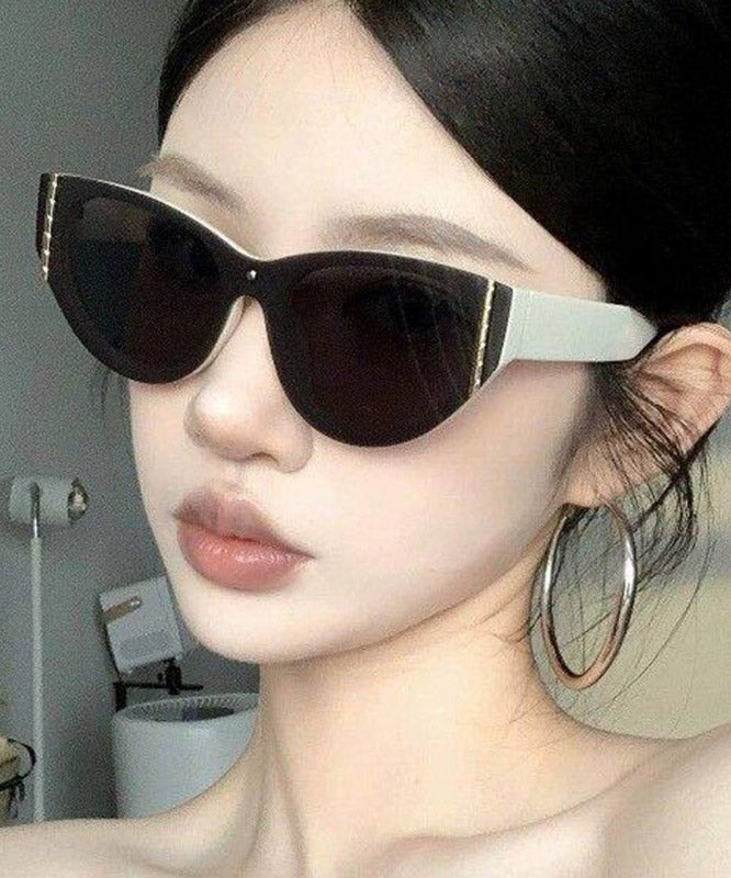 Unique Beige Resin UV Protection Cat Eye Sunglasses