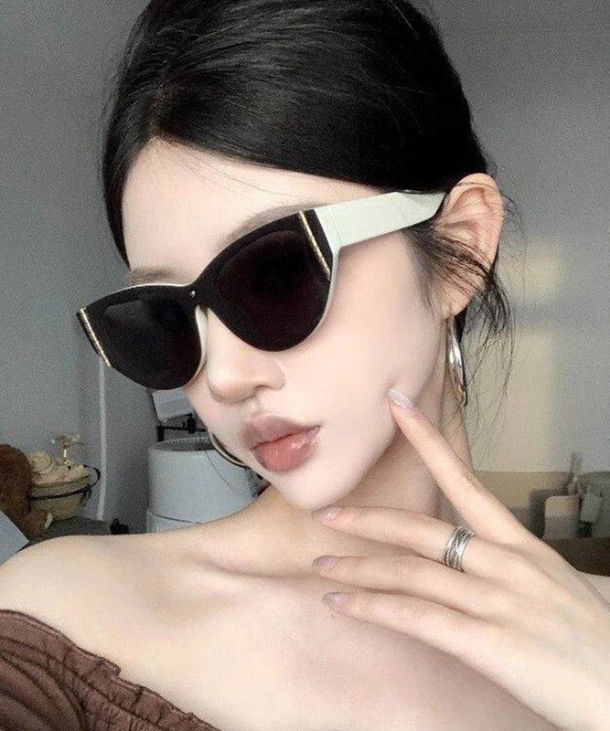 Unique Beige Resin UV Protection Cat Eye Sunglasses