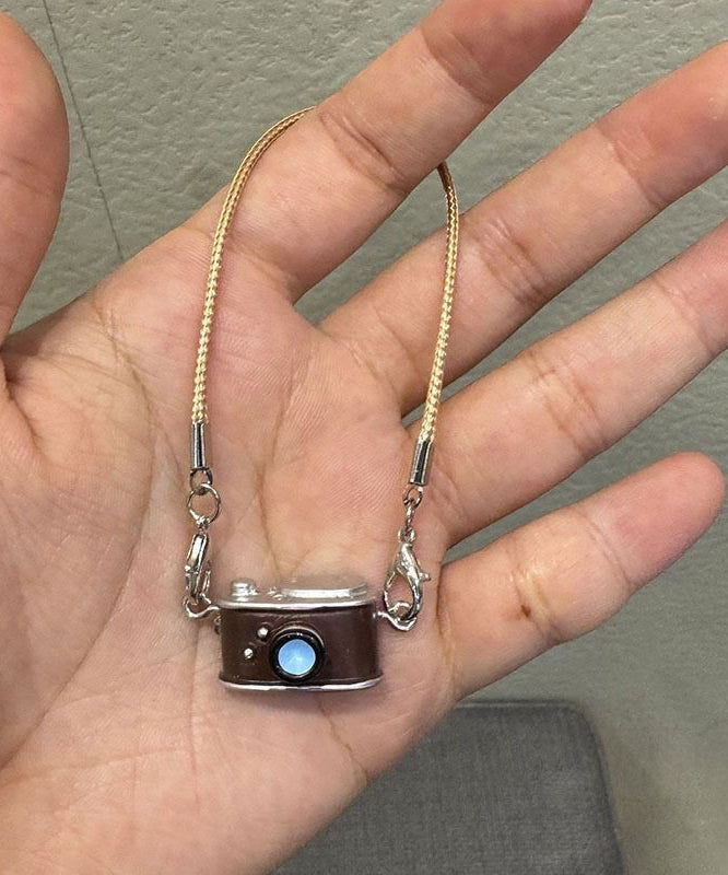 Unique Black Alloy Bag Camera Keychains Three-Piece Set