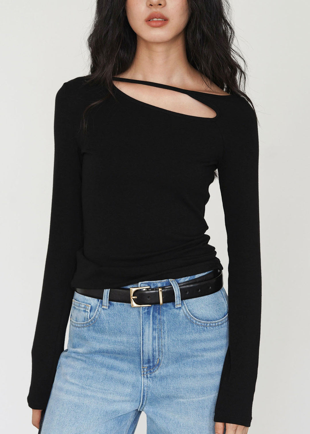 Unique Black Asymmetrical Cotton Shirt Tops Fall