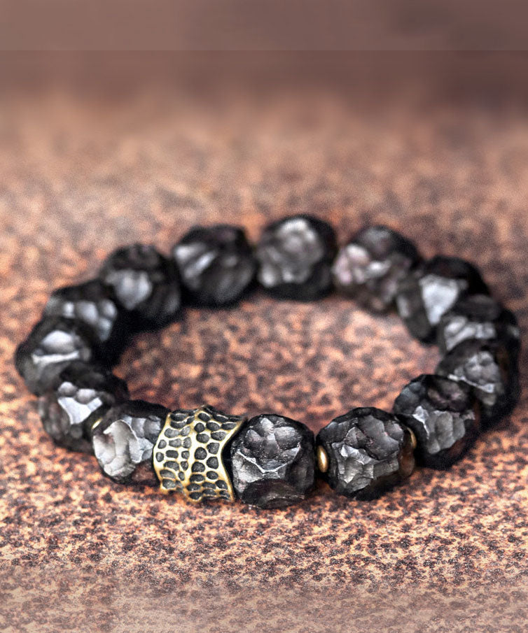 Unique Black Copper Asymmetrical Meteorite Ebony Unisex Bracelet