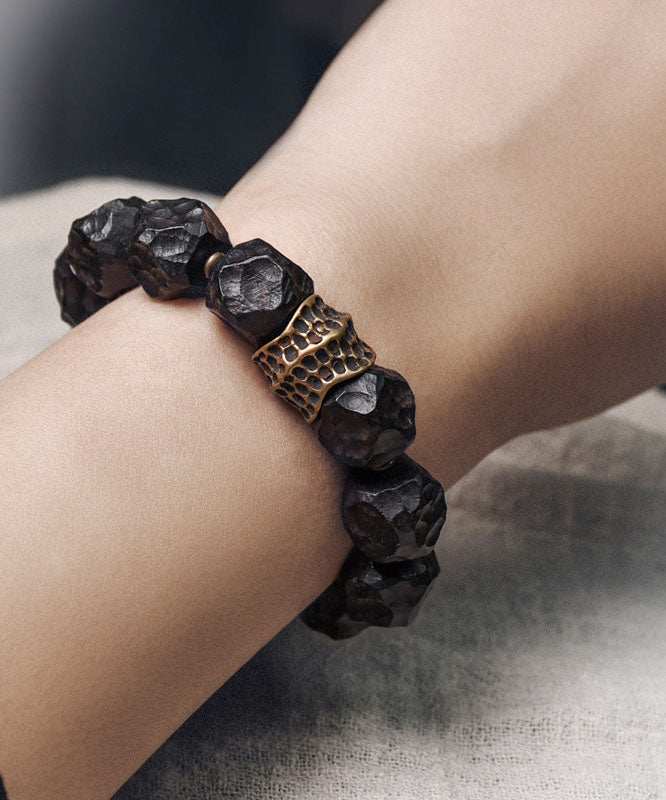Unique Black Copper Asymmetrical Meteorite Ebony Unisex Bracelet