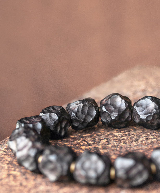 Unique Black Copper Asymmetrical Meteorite Ebony Unisex Bracelet