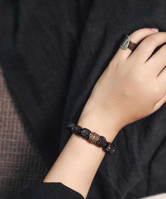 Unique Black Copper Asymmetrical Meteorite Ebony Unisex Bracelet