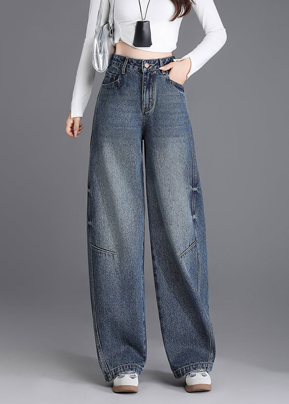 Unique Black Pockets Patchwork Denim Pants Spring