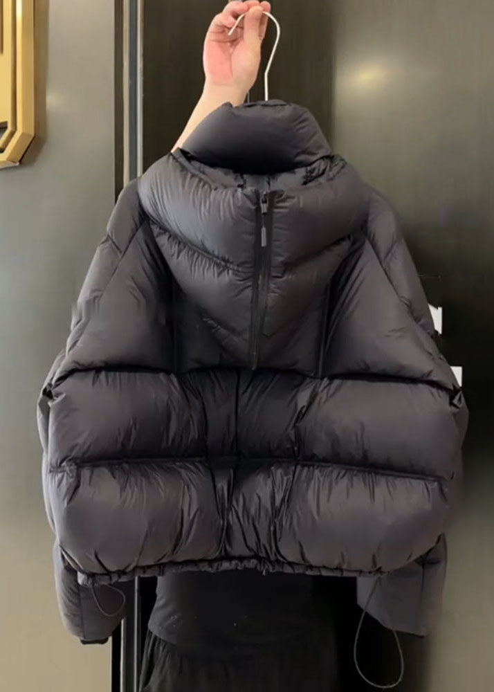 Unique Black Pockets Patchwork Puffer Parka Winter