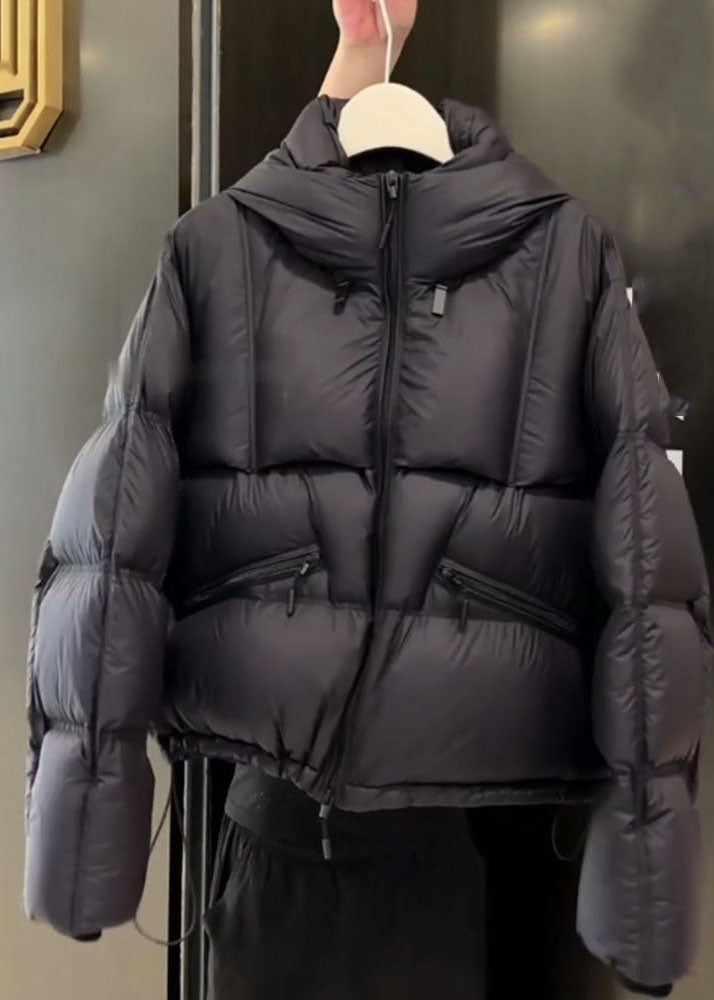Unique Black Pockets Patchwork Puffer Parka Winter