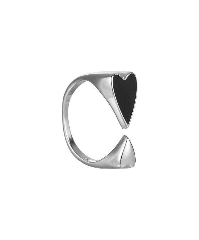 Unique Black Sterling Silver Love Open Rings