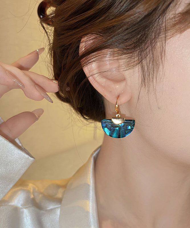 Unique Blue Copper Aalloy Sector Drop Earrings