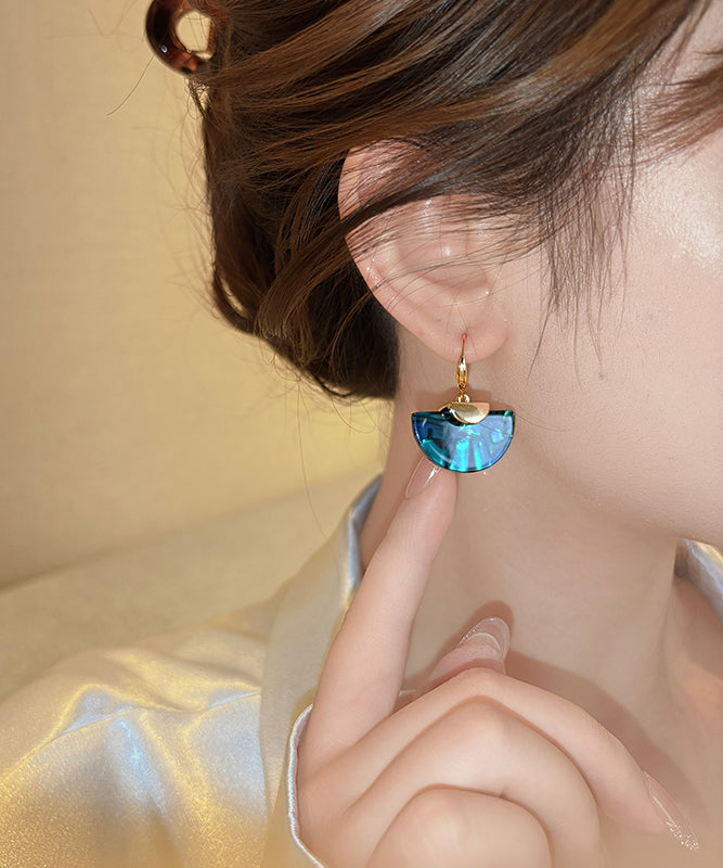 Unique Blue Copper Aalloy Sector Drop Earrings